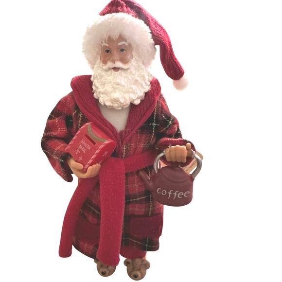Collectable santa Clause 11” in bathrob and slippers w/coffee and santa mail NWT - Picture 1 of 6